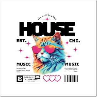 HOUSE MUSIC  - Cool Cat In Shades (black/Pink) Posters and Art